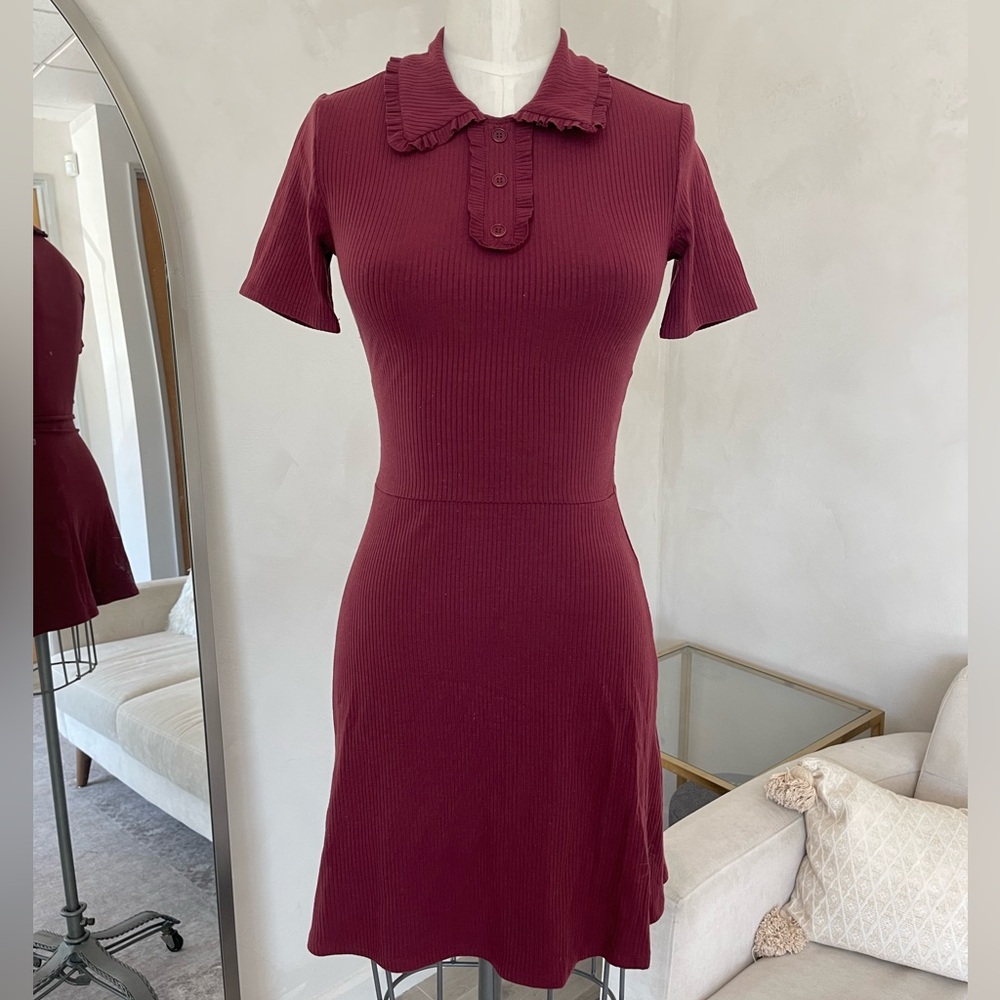 REFORMATION BURGUNDY TENNIS DRESS | Sz XS